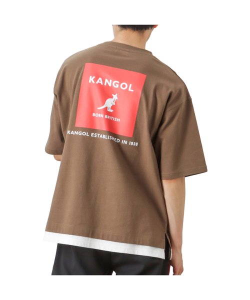 MAC HOUSE(men)(マックハウス（メンズ）)/KANGOL カンゴール フェイクレイヤードカラーボックスTシャツ KPMC－10260－EC/ブラウン