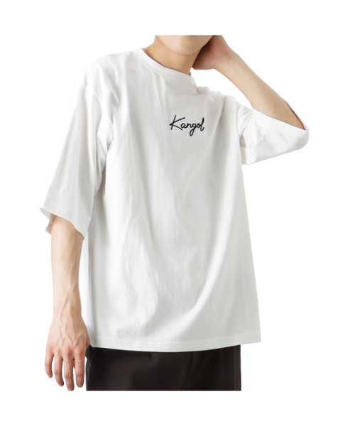 MAC HOUSE(men)(マックハウス（メンズ）)/KANGOL カンゴール 筆記体ロゴ5分袖Tシャツ KPMC－10261－EC/ホワイト