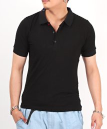 LUXSTYLE(ラグスタイル)/トリコロールポロシャツ/ポロシャツ メンズ 半袖 トリコロール ロゴ ジャカード POLO/ブラック