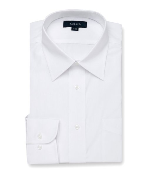 TAKA-Q(タカキュー)/【白無地】形態安定 吸水速乾 レギュラーフィット レギュラーカラー 長袖 シャツ メンズ ワイシャツ ビジネス ノーアイロン 形態安定 yシャツ 速乾/ホワイト