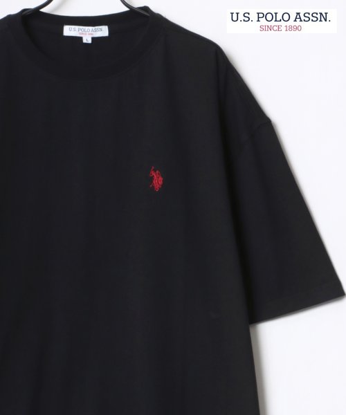 LAZAR(ラザル)/【Lazar】U.S. POLO ASSN./ユーエスポロアッスン ビッグシルエット ワンポイント ロゴ 刺繍 半袖 Tシャツ メンズ レディース/ブラック