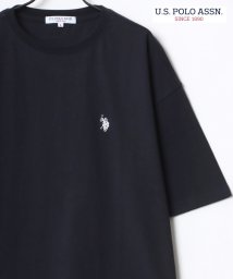 LAZAR(ラザル)/【Lazar】U.S. POLO ASSN./ユーエスポロアッスン ビッグシルエット ワンポイント ロゴ 刺繍 半袖 Tシャツ メンズ レディース/ネイビー