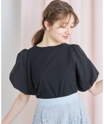 tocco closet(トッコクローゼット)/ボリュームスリーブ切り替えリブカットソープルオーバー/BLACK