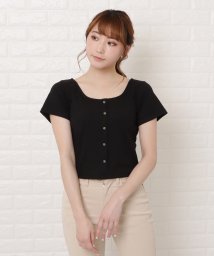 Lace Ladies/スクエアネック半袖クロップドTシャツ/504767647