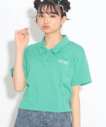 PINK-latte(ピンク　ラテ)/バックハートプリント衿付きTシャツ/グリーン（022）