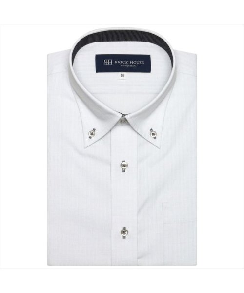 TOKYO SHIRTS(TOKYO SHIRTS)/形態安定 ボタンダウンカラー 半袖ビジネスワイシャツ/クロ・グレー