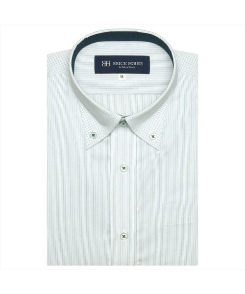 TOKYO SHIRTS(TOKYO SHIRTS)/形態安定 ボタンダウンカラー 半袖ビジネスワイシャツ/グリーン