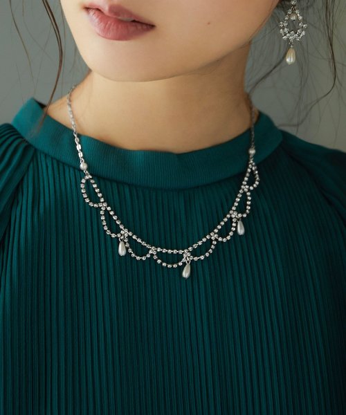 ネックレス レディース パール ビジュー 結婚式 アクセサリー 2連ネックレス パールネックレス プレゼント ジュエリー ゴールド パーティー 大人 フォーマル ニアナ Niana Magaseek