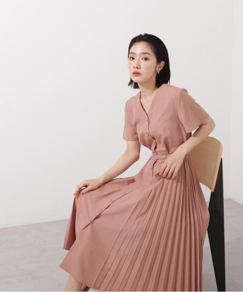 サイドプリーツ切替ワンピース ナチュラルビューティーベーシック Natural Beauty Basic Magaseek