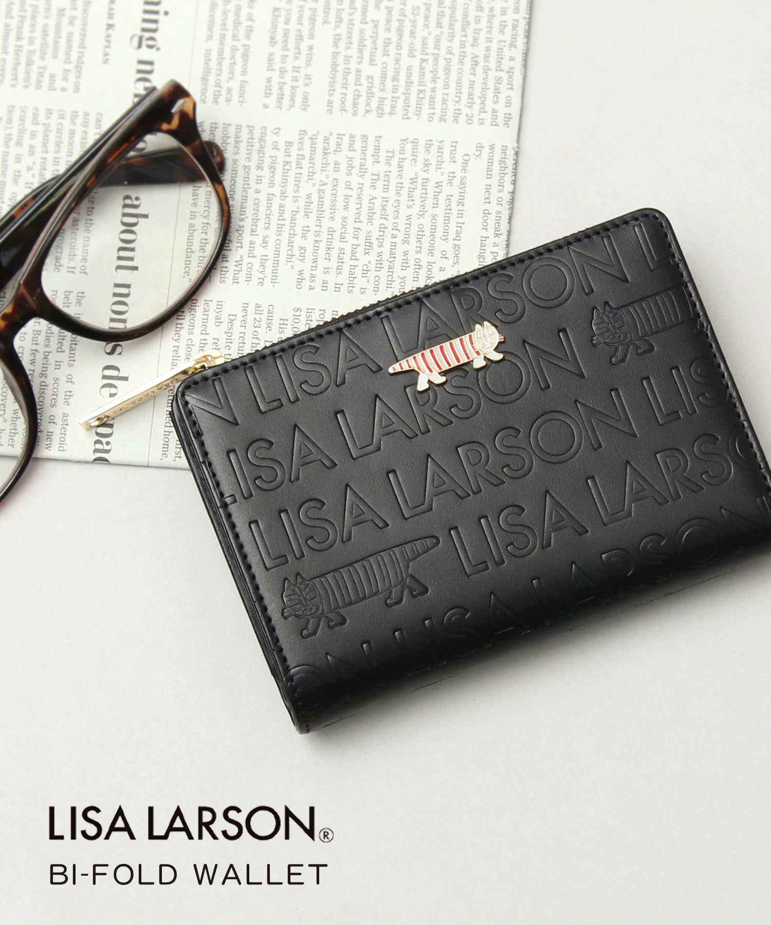LISA LARSON / リサラーソン / 本革 ロゴ型押し L字ミニウォレット