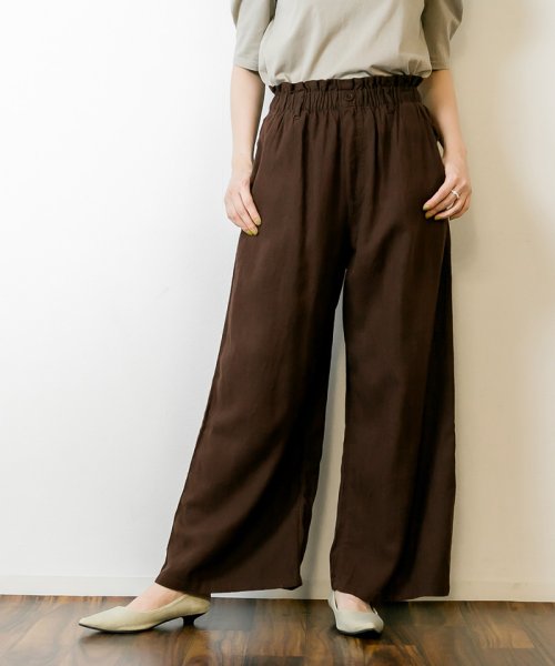 セール リネンワイドパンツ 麻レーヨン 薄手 ハイウエスト 大きいサイズ プチプラ 大人 ワイドパンツ 韓国ファッション 人気 ゆったり リラックス ビッグサイズ アットワン Atone Magaseek