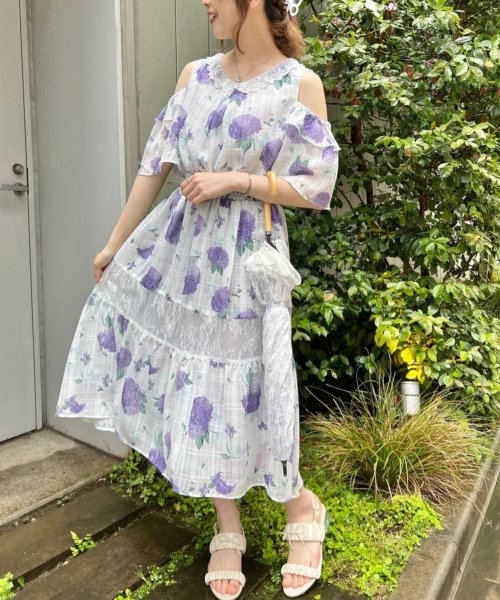 紫陽花柄ロングワンピース アクシーズファム Axes Femme Magaseek 紫陽花柄ロングワンピース アクシーズファム Axes Femme Magaseek
