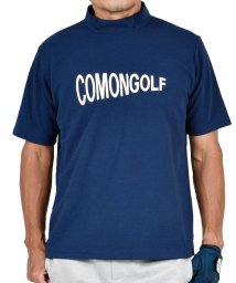 COMONGOLF(コモンゴルフ)/【COMONGOLF】ワッフル素材ロゴプリント半袖モックネックゴルフシャツ(CG－HT2031)/ネイビー