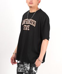 LUXSTYLE/ネックレス付きカレッジロゴBIG半袖Tシャツ/Tシャツ メンズ 半袖 ネックレス付き カレッジロゴ ビッグシルエット 2点セット/504769601