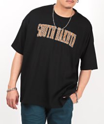 LUXSTYLE(ラグスタイル)/ネックレス付きカレッジロゴBIGTシャツ/Tシャツ メンズ 半袖 ネックレス付き カレッジロゴ ビッグシルエット 2点セット/ブラック