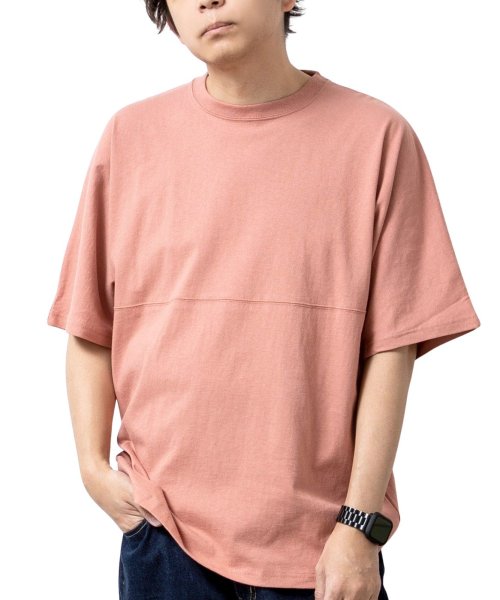  GENELESS(GENELESS)/tシャツ メンズ 半袖 BIGtシャツ オーバーサイズ USAコットン ドロップショルダー 半袖Tシャツ/ローズ