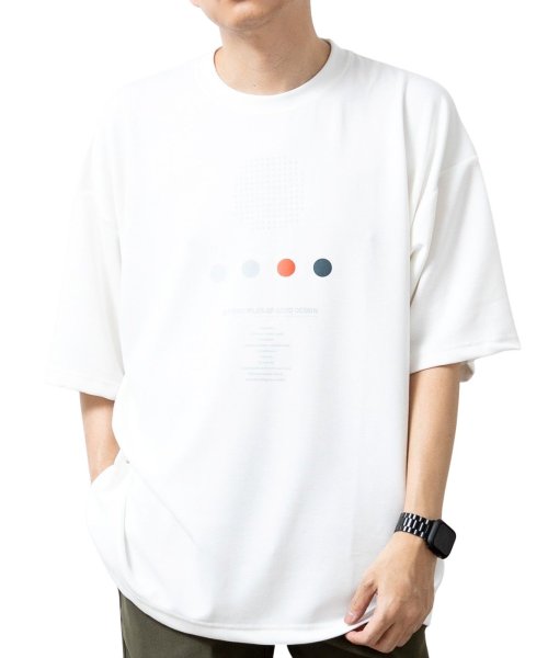  GENELESS(GENELESS)/tシャツ メンズ 半袖 接触冷感 Tシャツ 涼しい 無地 プリント 夏服 夏 ゆったり オーバーサイズ/ホワイト系2