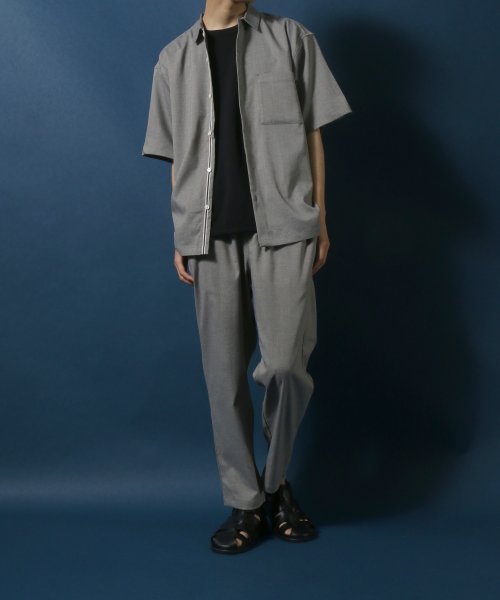 ANPAS(ANPAS)/【ANPAS】Linen Like Shirt Jacket SET－UP/麻風シャツジャケット＆ワイドテーパードパンツ セットアップ メンズ/ライトグレー