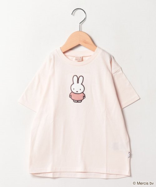 petit main(プティマイン)/【miffy】アップリケTシャツ/ライトピンク