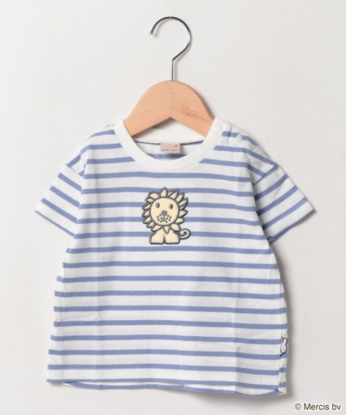 petit main(プティマイン)/【miffy】アップリケTシャツ/ライトブルー