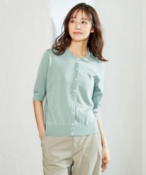 J.PRESS LADIES（LARGE SIZE）(J．プレス　レディス（大きいサイズ）)/【洗える・抗菌防臭】コットンアセテート カーディガン/ライトグリーン系