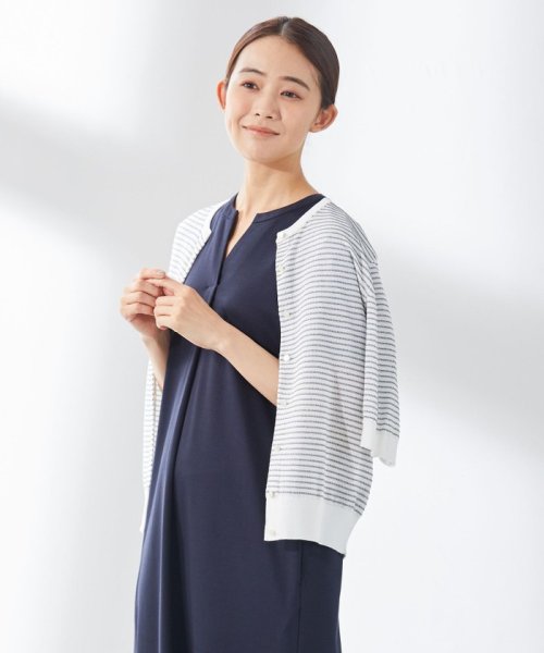 J.PRESS LADIES（LARGE SIZE）(J．プレス　レディス（大きいサイズ）)/【洗える・抗菌防臭】コットンアセテート カーディガン/ホワイト系1