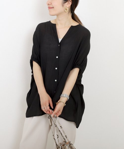 セール 楊柳袖ギャザー前開きブラウス Aletta Vita Aletta Vita Magaseek