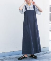 KBF(ケービーエフ)/配色ステッチフレアジャンパースカート/NAVY