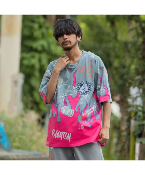 Galfy 落書きtシャツ ガルフィー Tシャツ メンズ ブランド おしゃれ 半袖 セットアップ 可能 大きいサイズ ゆったり オーバーサイズ フレイム ファイ エスビーセレクト Sb Select Magaseek