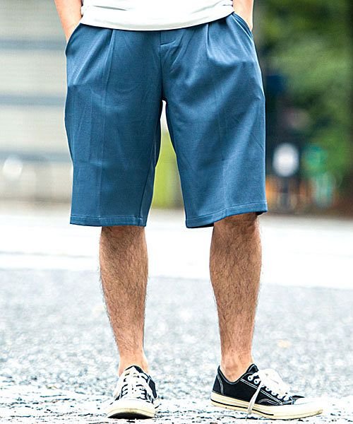 Cavaria ワンタックワイドハーフパンツ メンズ ショートパンツ ショーツ ワイド 太め ボトムス 無地 おしゃれ ワンタック ブラック ブルー グレー カ キャバリア Cavaria Magaseek