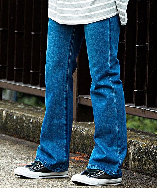 Cavaria デニムフレアロングパンツ メンズ フレア ブランド おしゃれ フレアパンツ ブーツカット シューカット ベルボトム ジーンズ Gパン ジーパン キャバリア Cavaria Magaseek