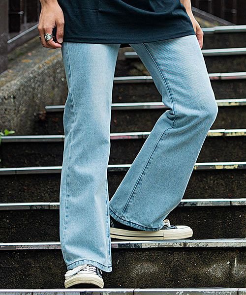 セール Cavaria デニムフレアロングパンツ メンズ フレア ブランド おしゃれ フレアパンツ ブーツカット シューカット ベルボトム ジーンズ Gパン ジーパン キャバリア Cavaria Magaseek