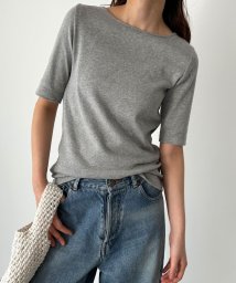 CANAL JEAN(キャナルジーン)/harmonie －OrganicCotton－(アルモニ オーガニックコットン)無地5分袖Tシャツ/グレー