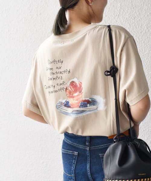 SHIPS WOMEN(シップス　ウィメン)/*オーガニックコットンカフェプリントTEE◇/ベージュ系