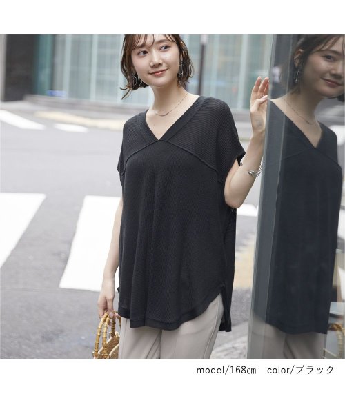 ベスト レディース ショート ニット サマーニット ニットベスト Vネック ビスチェ トップス ボリューム袖 ぽわん袖 長袖 無地 秋 冬 春 韓国 ゆったり リジュール Rejoule Magaseek