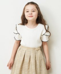 a.v.v(KID'S)(アー・ヴェ・ヴェキッズ)/[100－130]袖フリルテレコオープンショルダーTシャツ/ホワイト