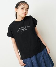 a.v.v(KID'S)(アー・ヴェ・ヴェキッズ)/[160]ロールアップスリーブロゴプリントTシャツ/ブラック