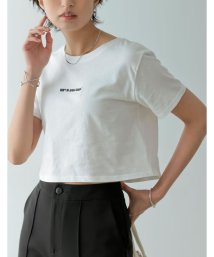 Re:EDIT(リエディ)/ロゴ刺繍クロップドTシャツ/オフホワイト