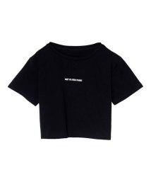 Re:EDIT(リエディ)/ロゴ刺繍クロップドTシャツ/ブラック