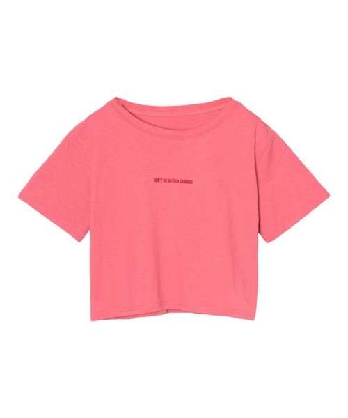 Re:EDIT(リエディ)/ロゴ刺繍クロップドTシャツ/ピンク