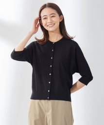 J.PRESS LADIES（LARGE SIZE）(J．プレス　レディス（大きいサイズ）)/【洗える・抗菌防臭】コットンアセテート ドルマン カーディガン/ブラック系