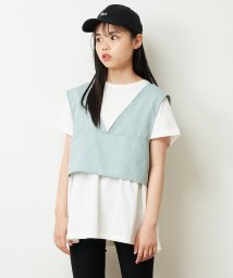 a.v.v(KID'S)(アー・ヴェ・ヴェキッズ)/[140－150]【2点セット/セットアップ対応】バックリボンビスチェカットソーセット/ミント