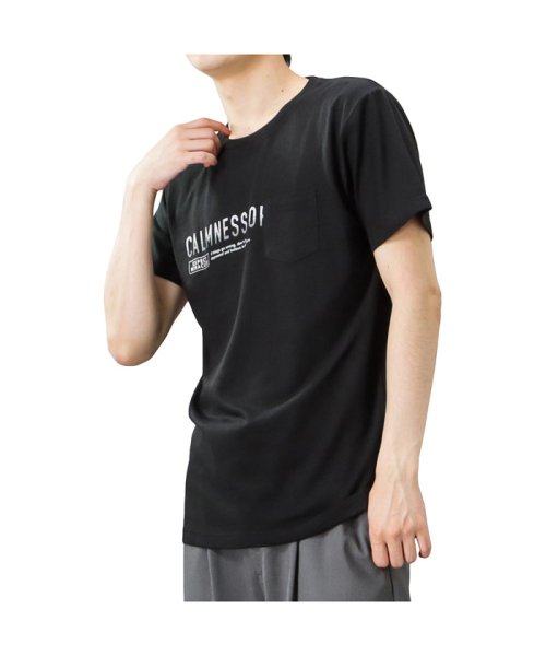 MAC HOUSE(men)(マックハウス（メンズ）)/T－GRAPHICS ティーグラフィックス 胸ポケット付きプリント半袖Tシャツ EJ223－MC302/ブラック