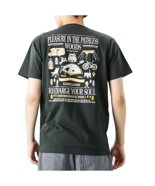 MAC HOUSE(men)(マックハウス（メンズ）)/T－GRAPHICS ティーグラフィックス アウトドアプリント半袖Tシャツ EJ223－MC305/グリーン