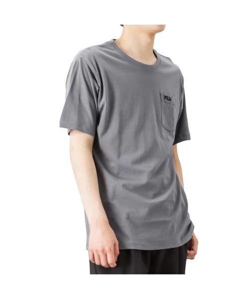 MAC HOUSE(men)(マックハウス（メンズ）)/FILA フィラ 胸ポケット付きワンポイント刺繍Tシャツ FH7860－EC/グレー