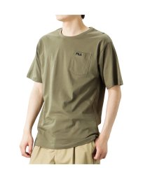 MAC HOUSE(men)(マックハウス（メンズ）)/FILA フィラ 胸ポケット付きワンポイント刺繍Tシャツ FH7860－EC/カーキ