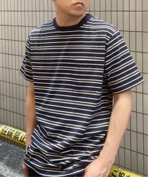 ikka(イッカ)/ポケ付きボーダーTシャツ/ネイビー