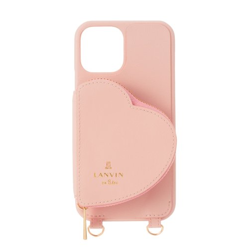 LANVIN en Bleu(Smartphone case)(ランバンオンブルー（スマホケース）)/Wrap Case Pocket Simple Heart with Pearl Type Neck Strap for iPhone 13/スウィートピンク