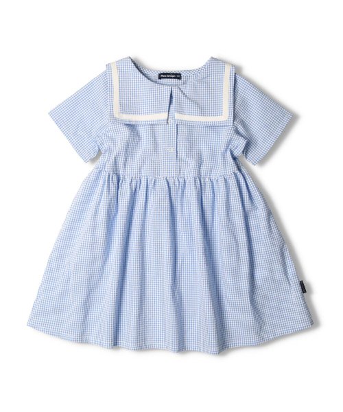 子供服 Moujonjon ムージョンジョン 日本製ギンガムチェックセーラーワンピース 100cm 140cm M ムージョンジョン Moujonjon Magaseek