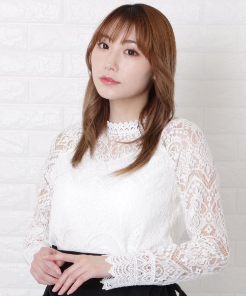 セール 総レースハイネックシアーブラウス レースレディース Lace Ladies Magaseek